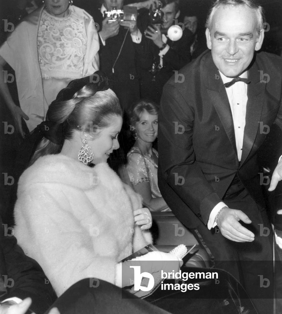 Princess Grace of Monaco and Prince Rainier Arriving at Premiere of Film 