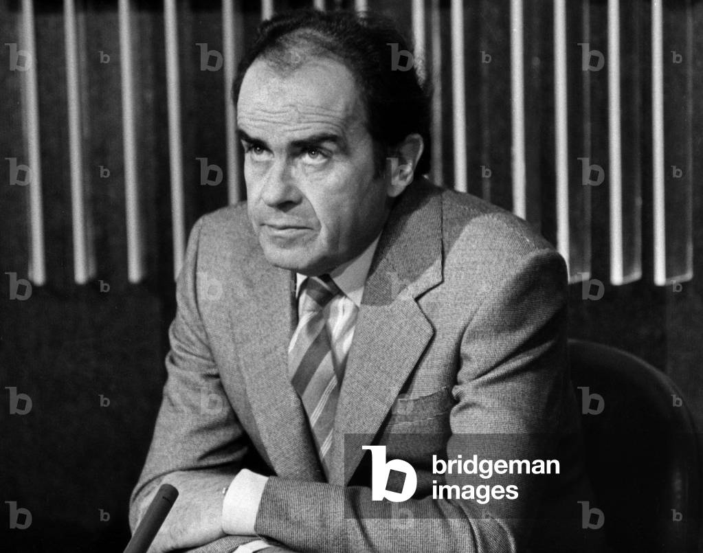 Georges Marchais (General Secretary of The Communist Party) during his Intervention on The French TV Programme, August 22, 1979 (b/w photo)