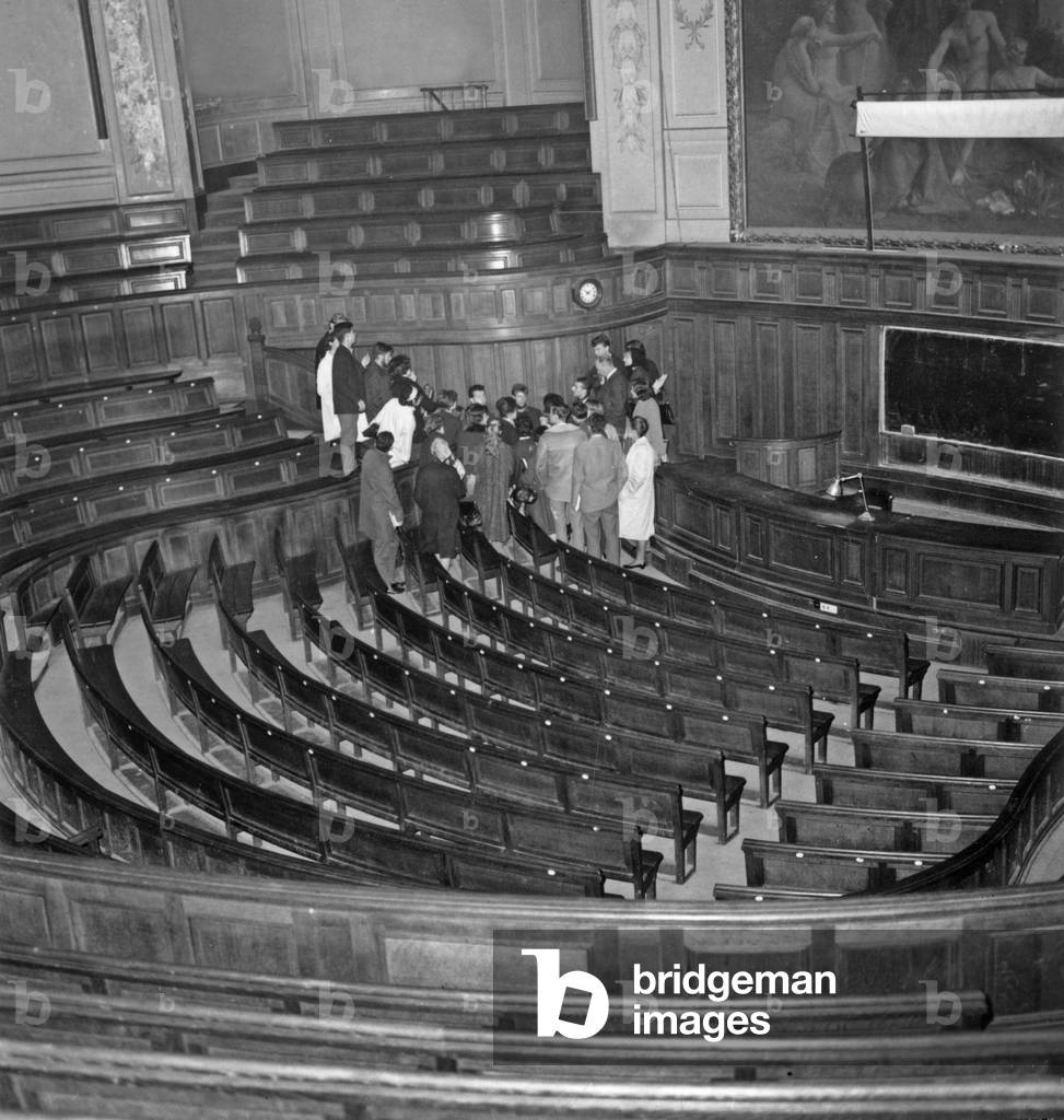 The Great Hall of The Sorbonne University in Paris, November 25, 1963 (b/w photo)