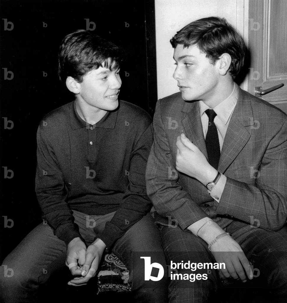Actors Patrick Dewaere and Francois Leccia during Rehearsals at Mathurins Theatre September 23, 1963 (b/w photo)