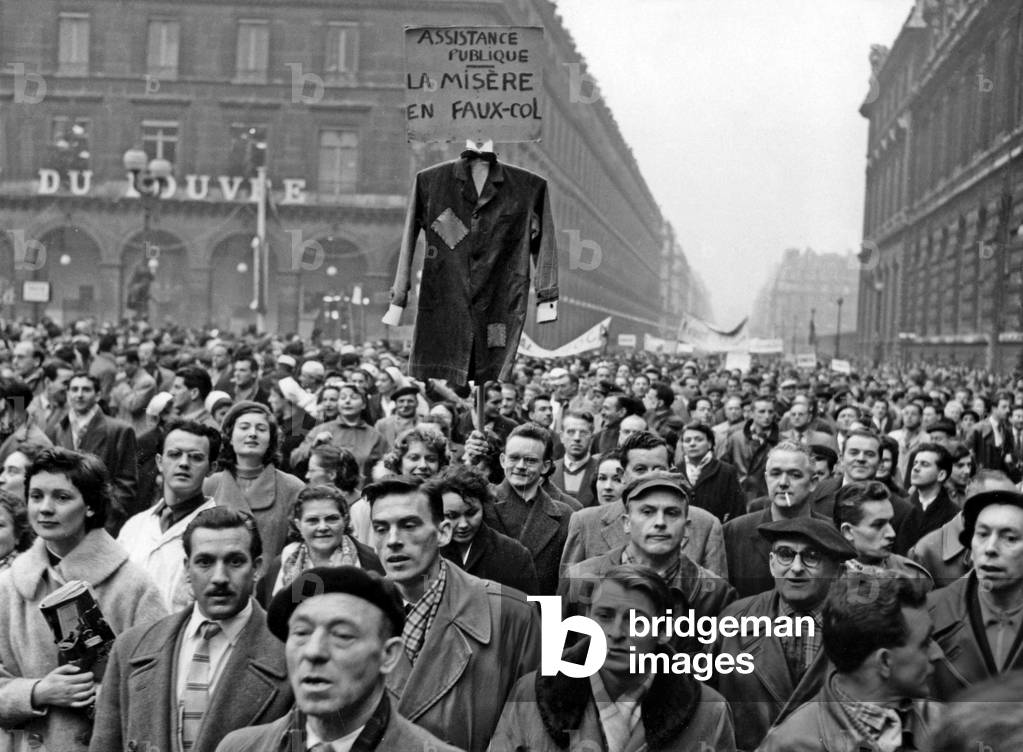 Demonstration of The Civil Servants in Paris, November 19, 1957 (b/w photo)