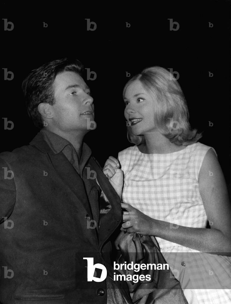 Jacques Charrier and Macha Meril on Set of Film The Itchy Palm 1960 (b/w photo)