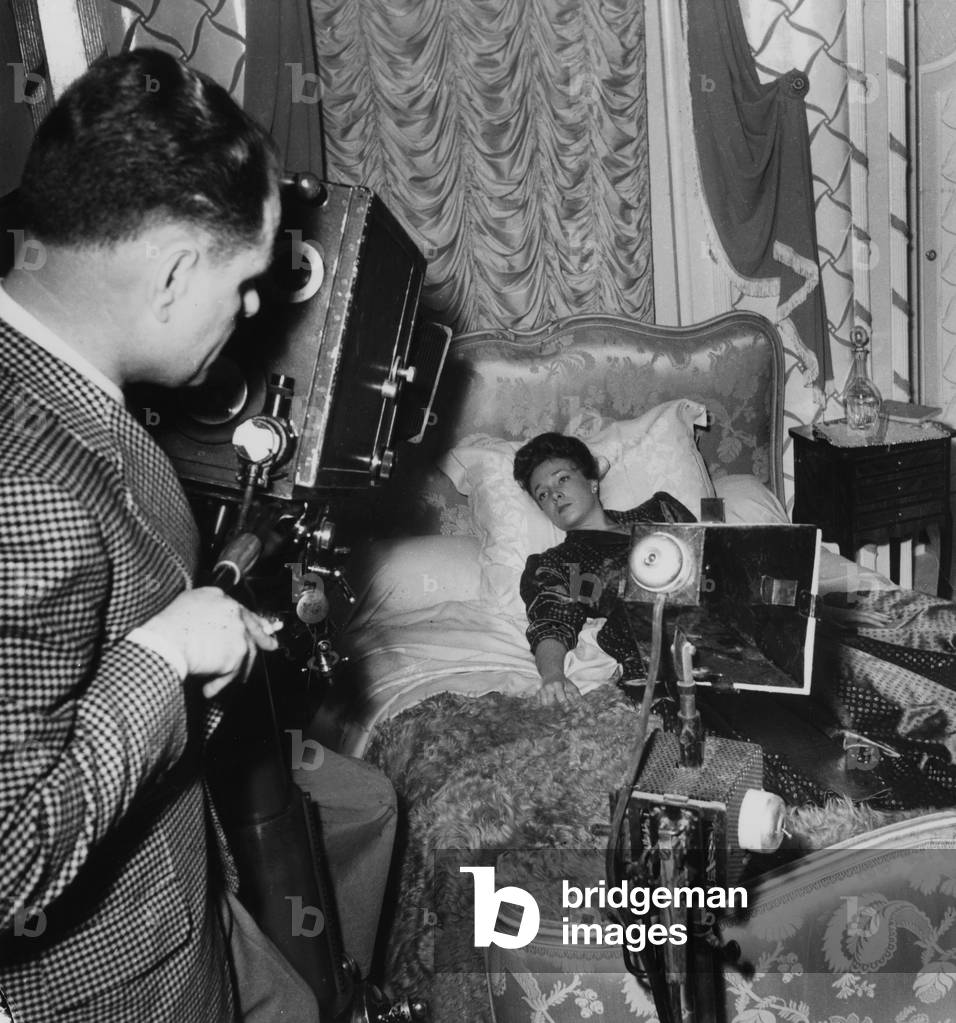 Micheline Presle on Set of Film The Chips Are Down on April 21, 1947 (b/w photo)