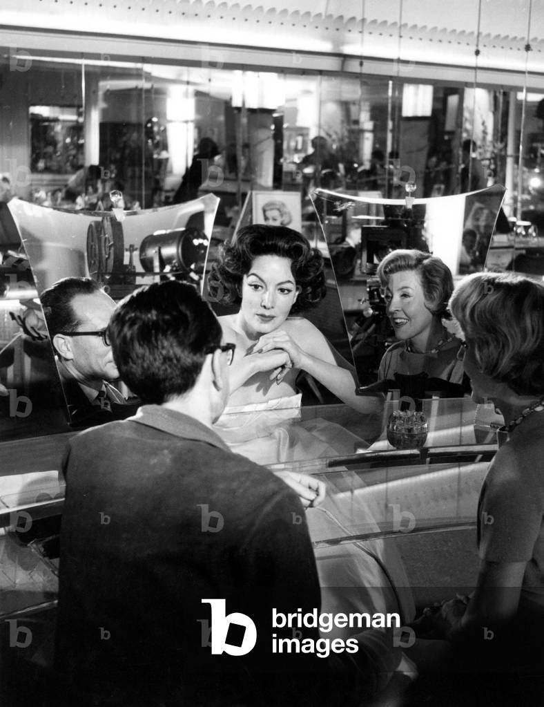 Actress Maria Felix Listening To Director Pierre Cardinal (L) With Maria Carita (R) October 19, 1957 (b/w photo)