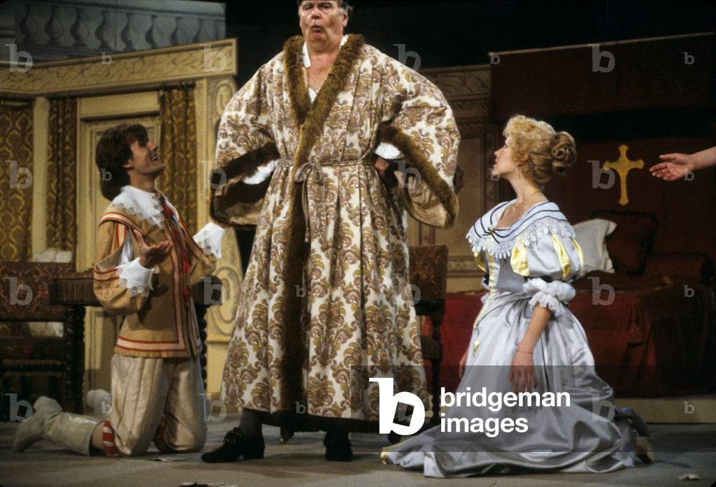 Bernard Belin (Cleante), Jean Le Poulain (Argan) With Vannick Le Poulain (Angelique) in Play Imaginary Invalid By Moliere in Paris, 1984 (photo)