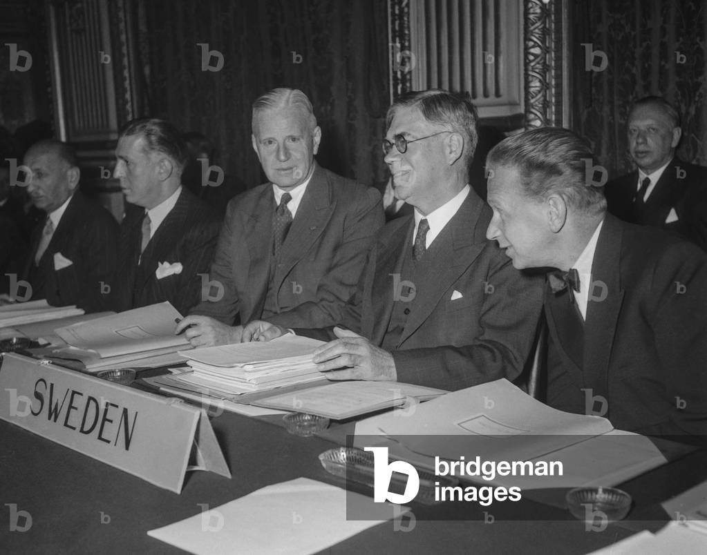 ReunionMeeting of the council of the Organisation for European Economic Co-operation (OEEC) in Paris on October 31, 1949 : Osten Unden (Sweden) (b/w photo)