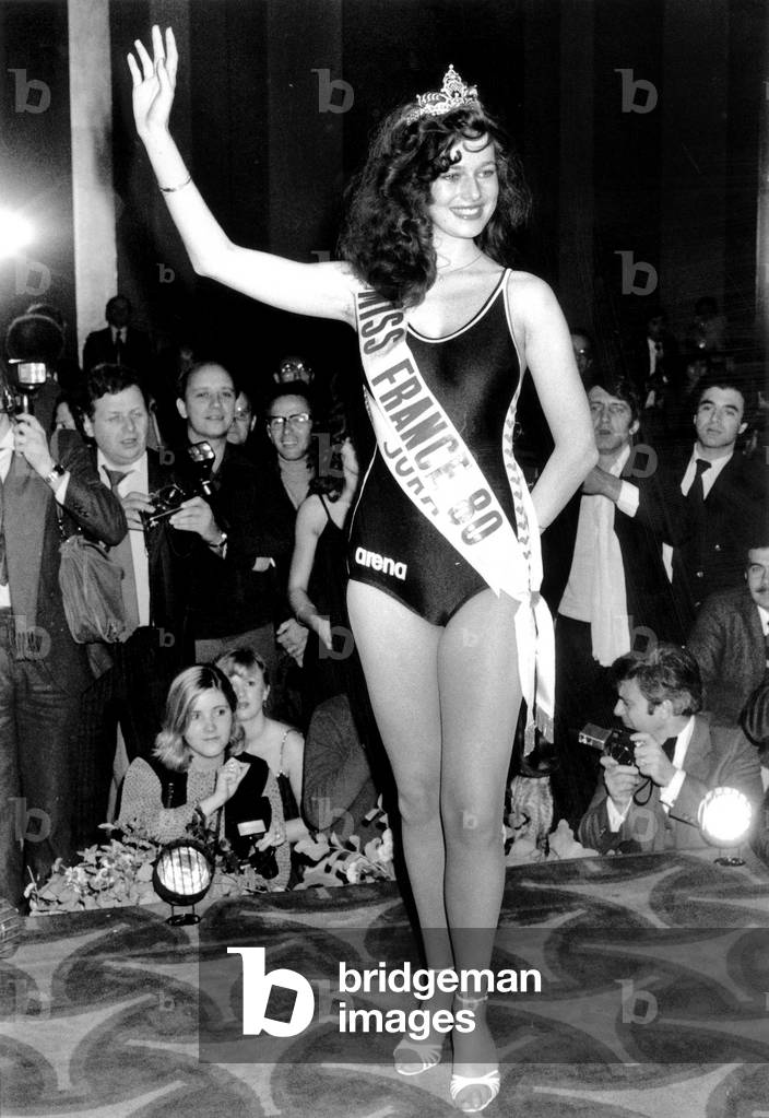 Patricia Barzyk Elected Miss France 1980 , She Will Be Elected The First Dauphine of Miss World 1981 (b/w photo)