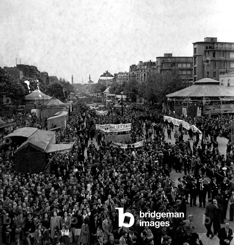 Demonstration on May 1St, 1952 A in Paris (b/w photo)