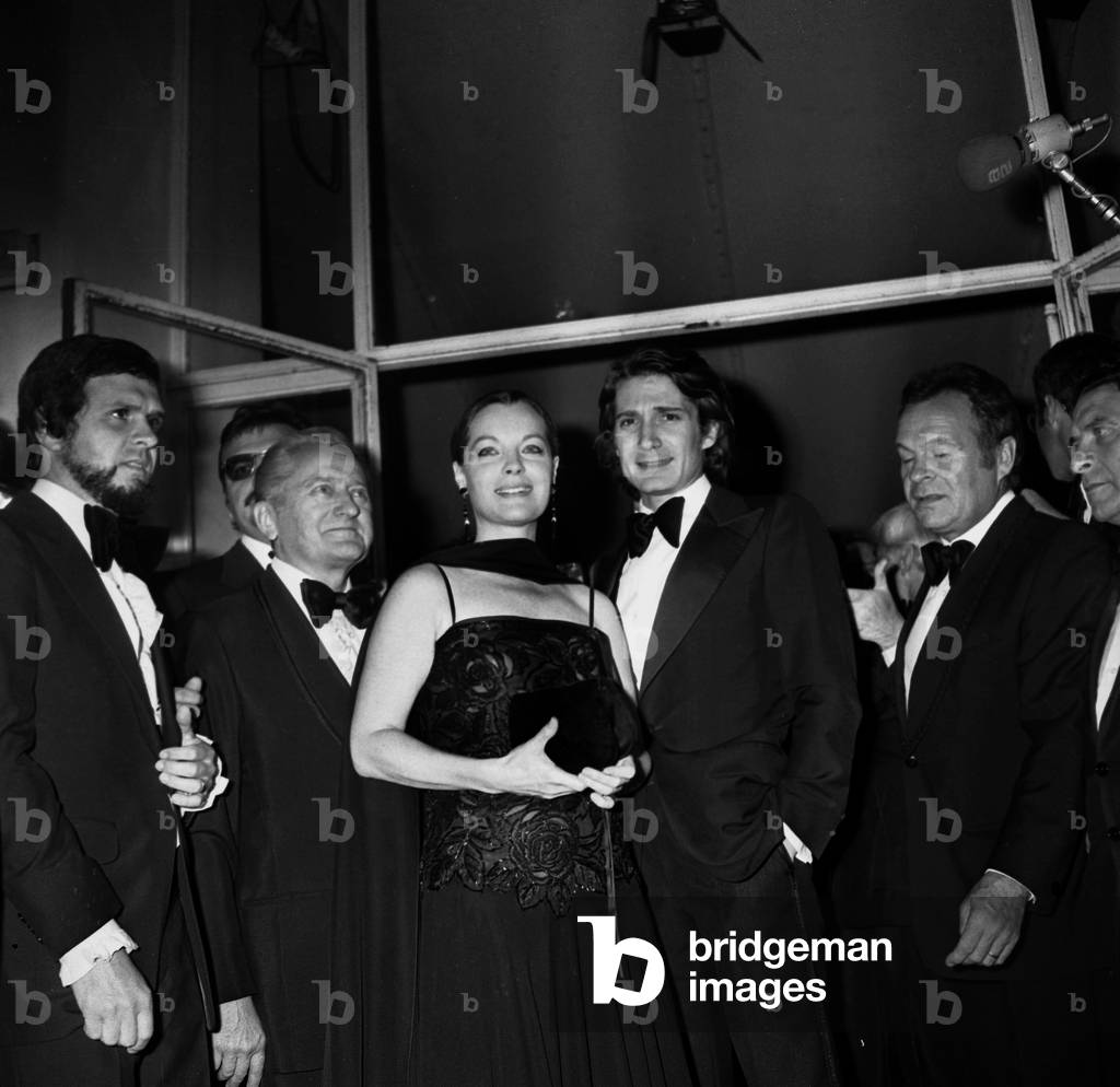 Romy Schneider and Husband Daniel Biasini at Cannes Film Festival May 18, 1978 (b/w photo)