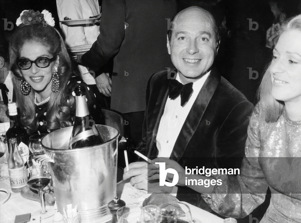 Prince Alexander of Yugoslavia With Marie-Helene De Rothschild at The Lido in Paris December 1969 (b/w photo)