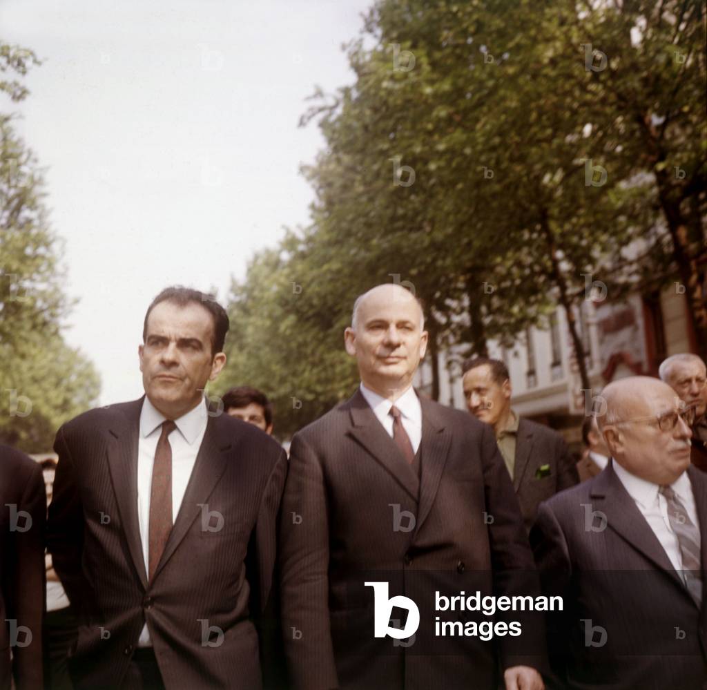 Demonstration of The Cgt (Frenchtade Union) in Paris on May 29, 1968 : Communist Politician : Georges Marchais, Waldeck Rochet, Jacques Duclos (photo)