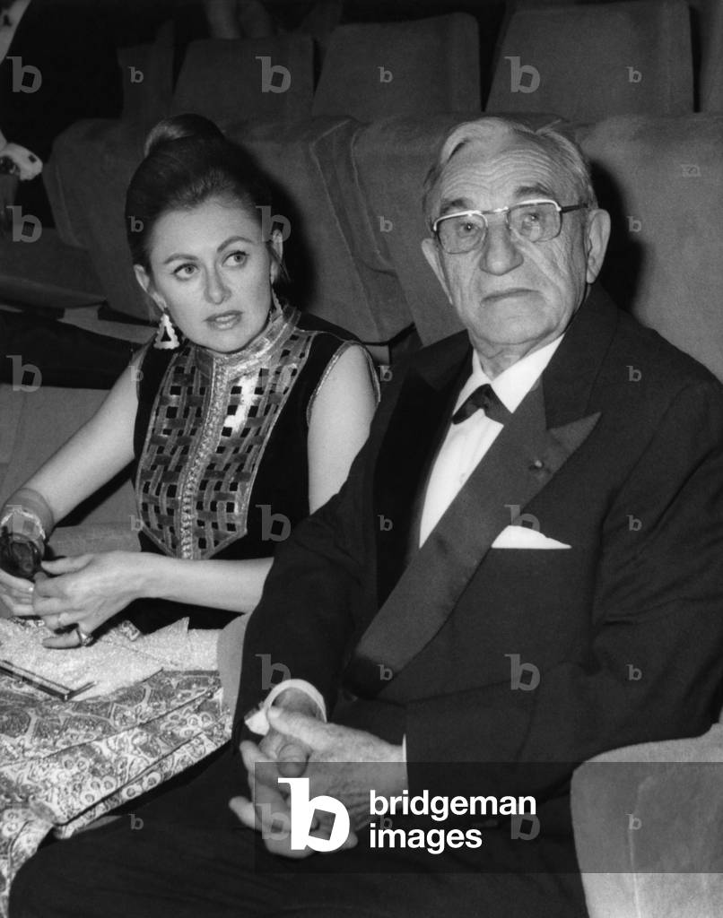 Charles Vanel And His Wife Attends The Screening Of The Film” Tristana” During The 23rd Cannes Film Festival, May 8, 1970 (b/w photo)