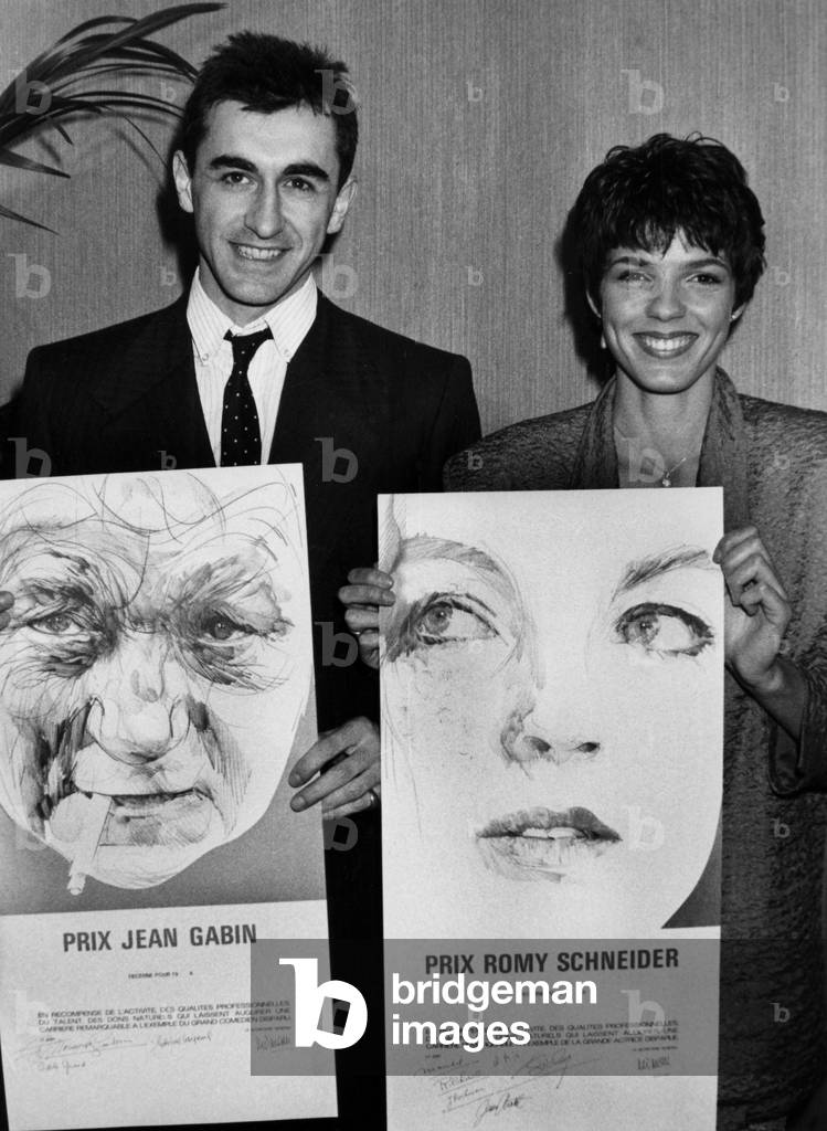 The Jeangabin Prize Awards Christophe Malavoy And The Romyschneider Prize To Elisabeth Bourgine February 20, 1985 (photo)