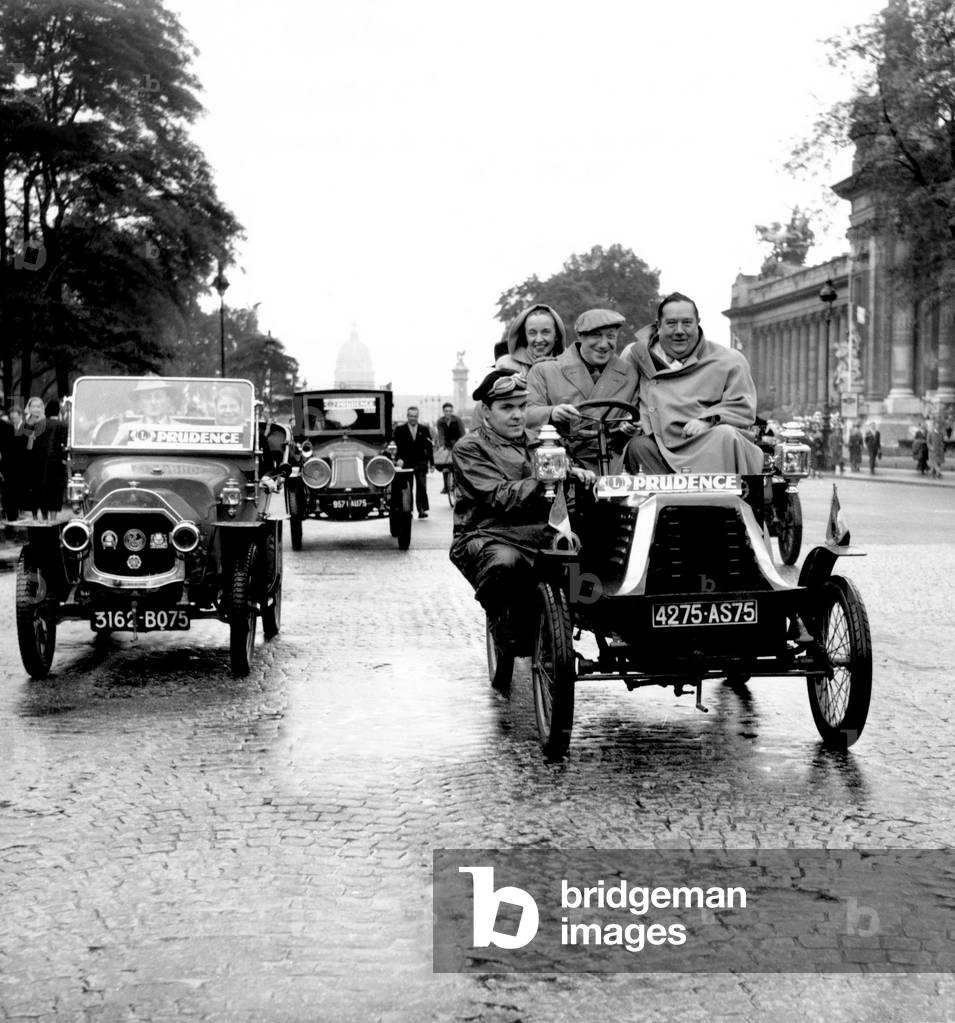 Gabriello and Pierre Dac during Cruise For Caution at The during Crusade For Caution at The Wheel June 13, 1959 in Paris (b/w photo)