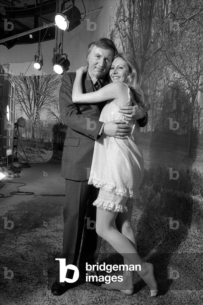 Paul Le Person and France Dougnac during TV Programme on May 4, 1973 (b/w photo)