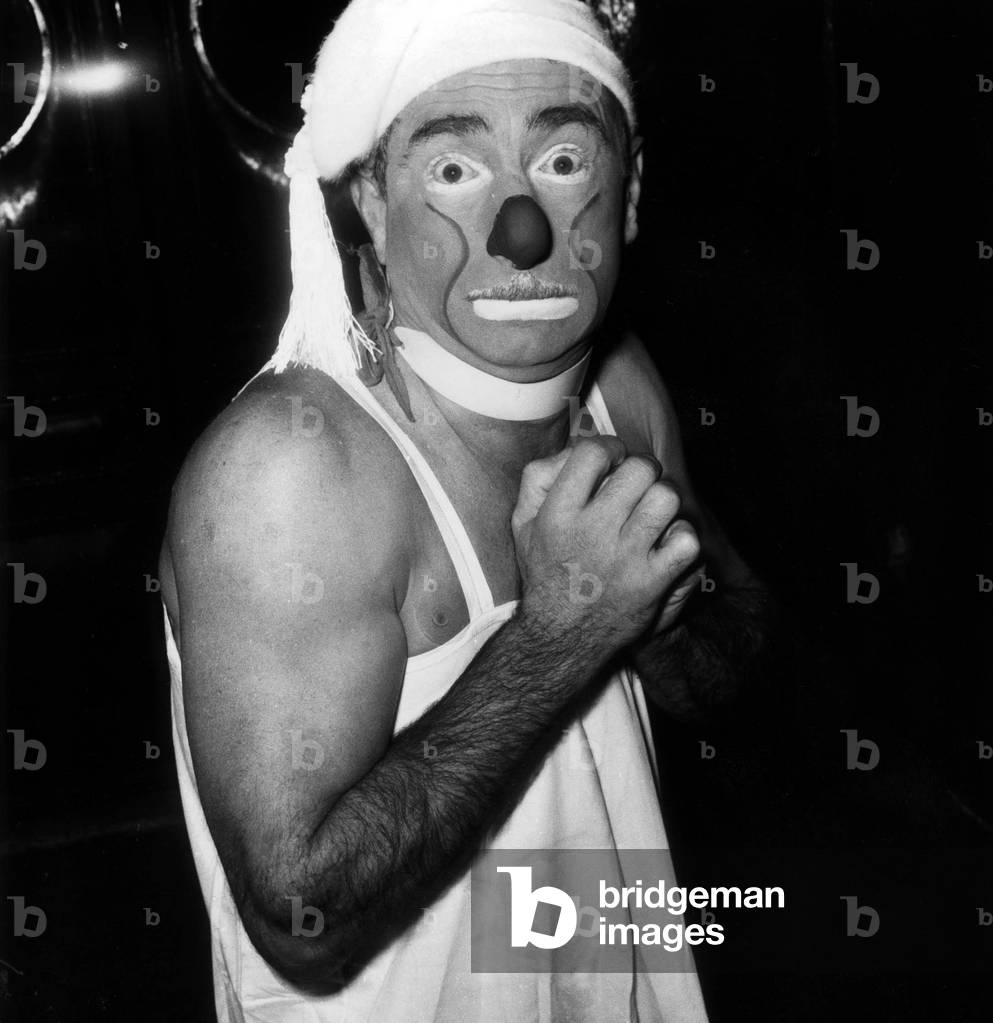 Clown Achille Zavatta Back at Medrano Circus December 8, 1961 (b/w photo)