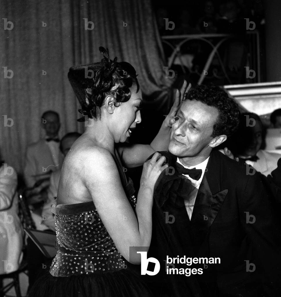Josephine Baker and Jean-Louis Barrault December 17, 1948 (b/w photo)