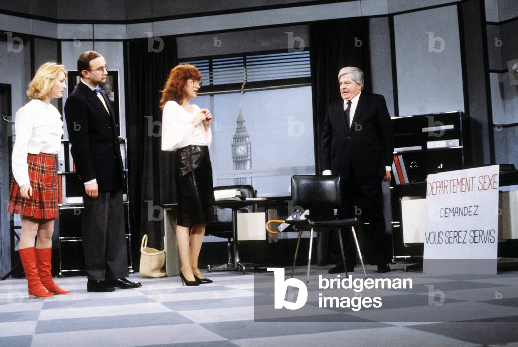 At the Theatre Tonight “The Devil In Person” Patrice Dozier Virginie Pradal Marc Dudicourt And Virginie Ledieu January 5, 1985 (photo)