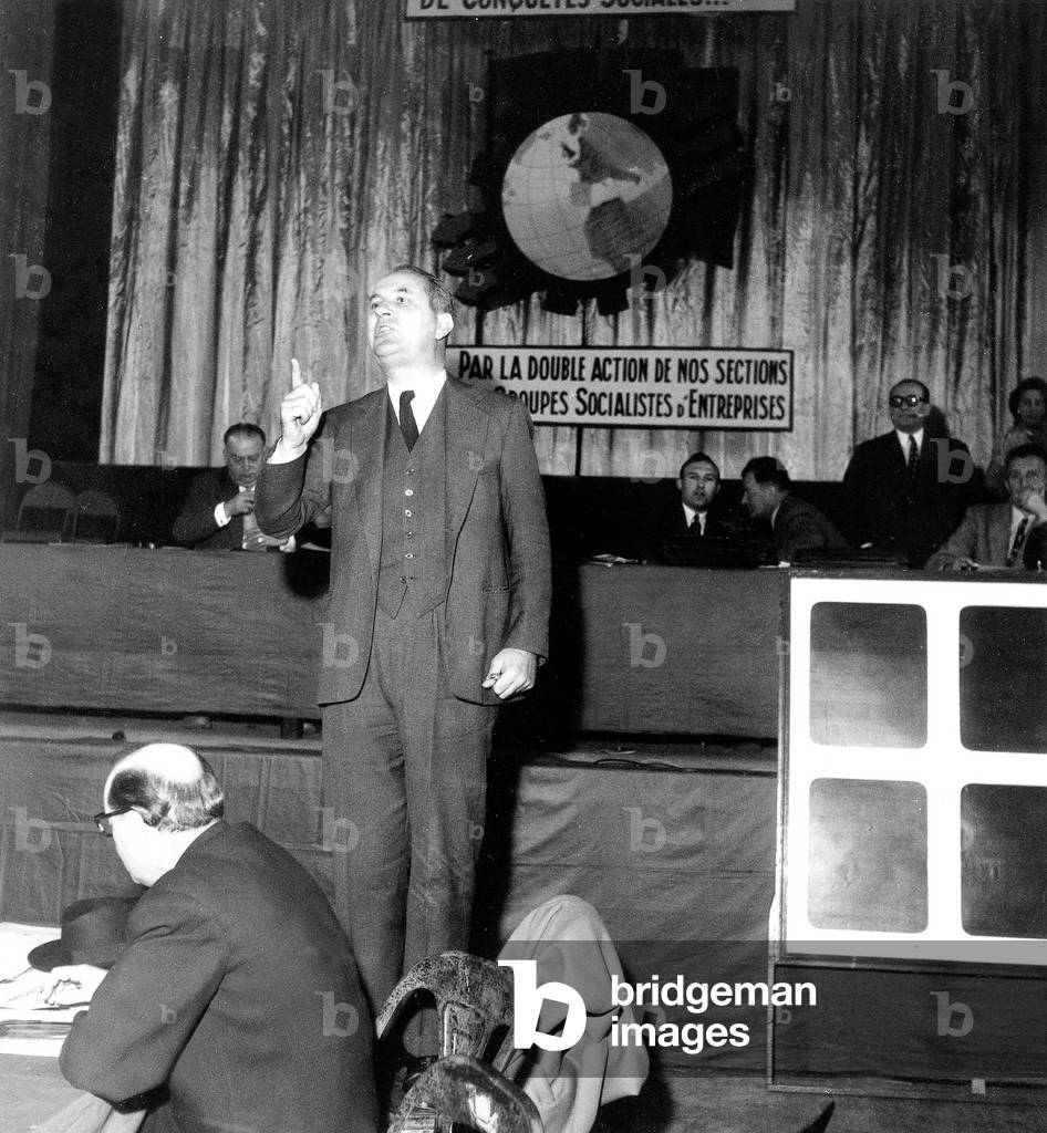 Gaston Defferre at National Congress of Socialist Party May 22, 1952  (b/w photo)