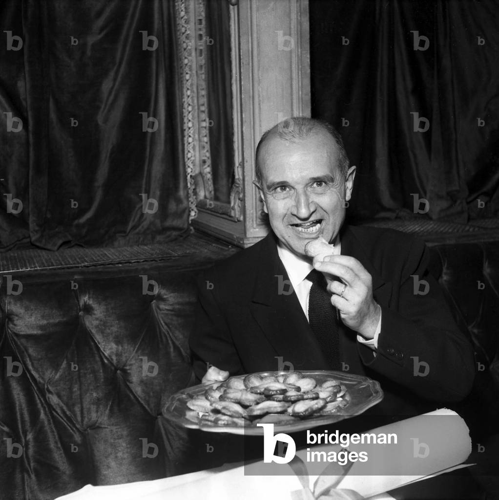French Writer and Publisher P.E. Lemaison, Has Received A Diploma For his Contribution To Tourism and Gastonomy in France, November 5, 1953 (b/w photo)