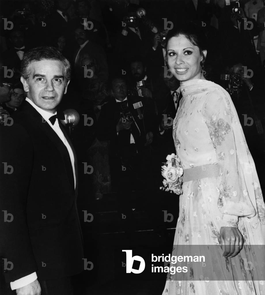 Riccardo Cucciolla And Rosanna Fratello For The Release Of The Film Sacco And Vanzetti In 1971 (b/w photo)