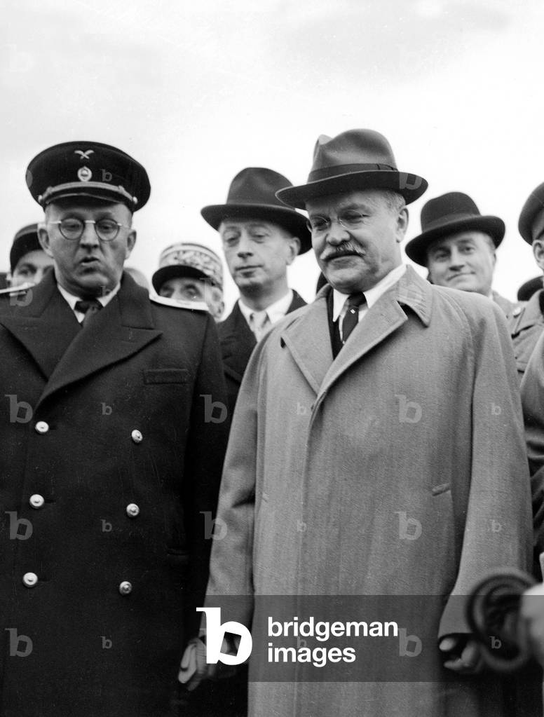Soviet Representatives Alexander Bogomolov and Viatcheslav Molotov at Paris Conference 1946 (b/w photo)
