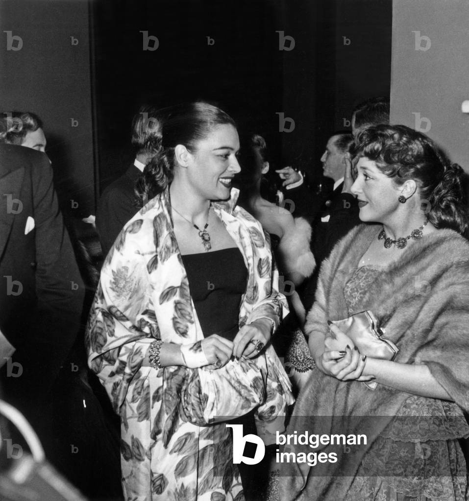 Karima and Micheline Presle at Party Given By Carolreed on February 15, 1952 (b/w photo)