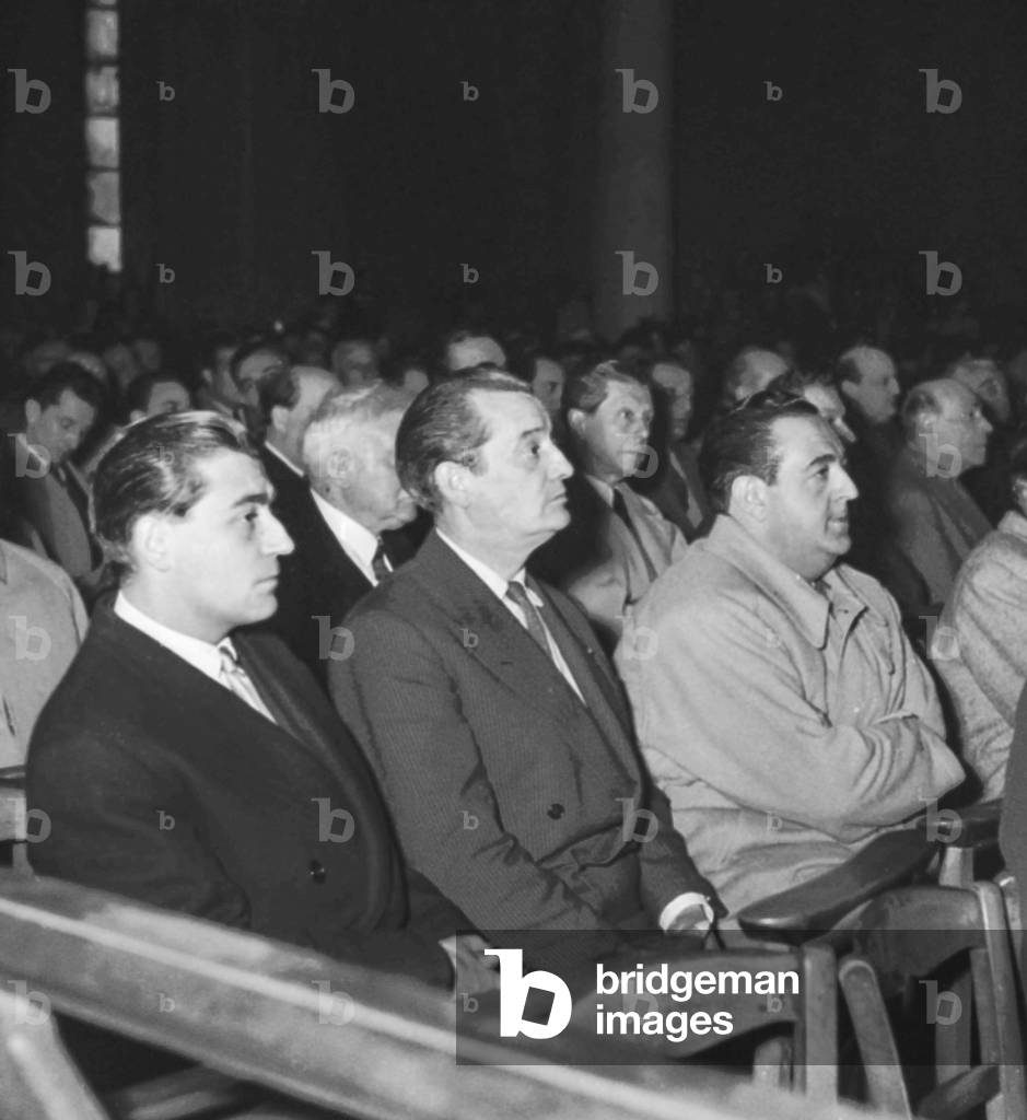 Francois Perier, Marcel Pagnol and Jean Ebey, 1951 (b/w photo)