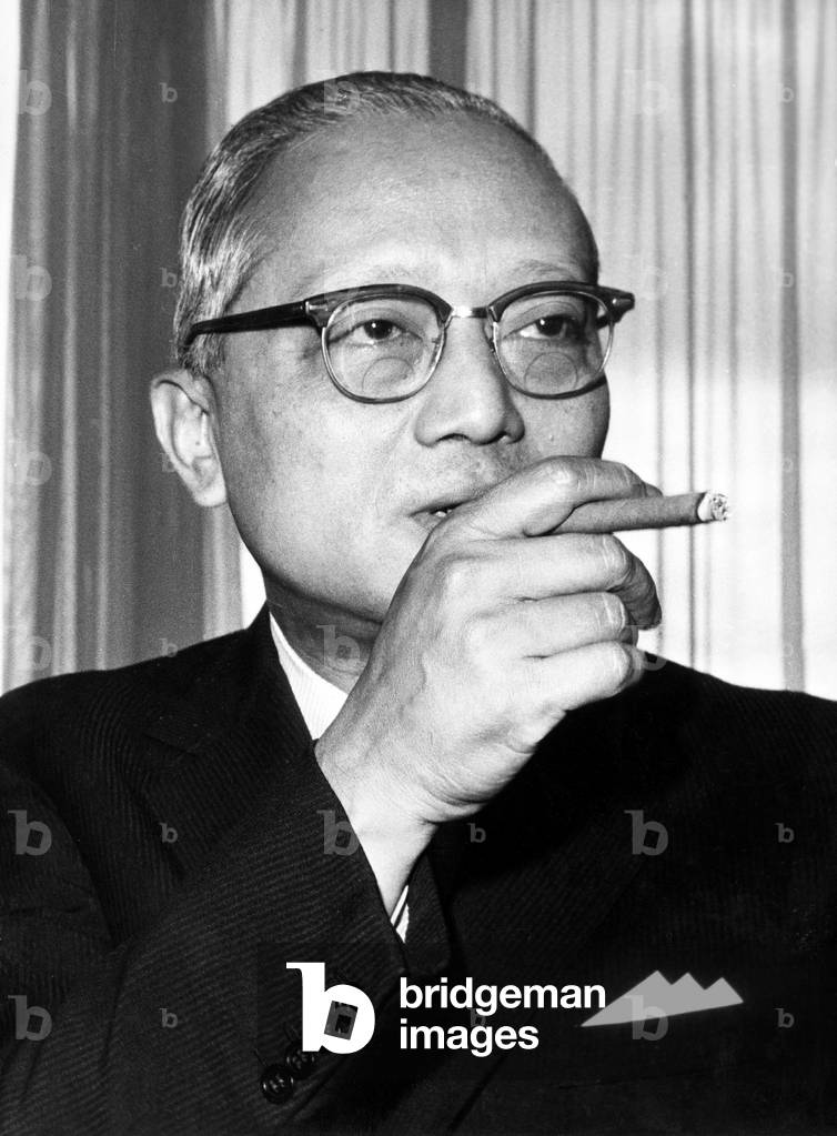 Mr Sithu U. Thant, General Secretary of United Nations and Representative of Burma, here at Paris Airport September 15, 1968 (b/w photo)