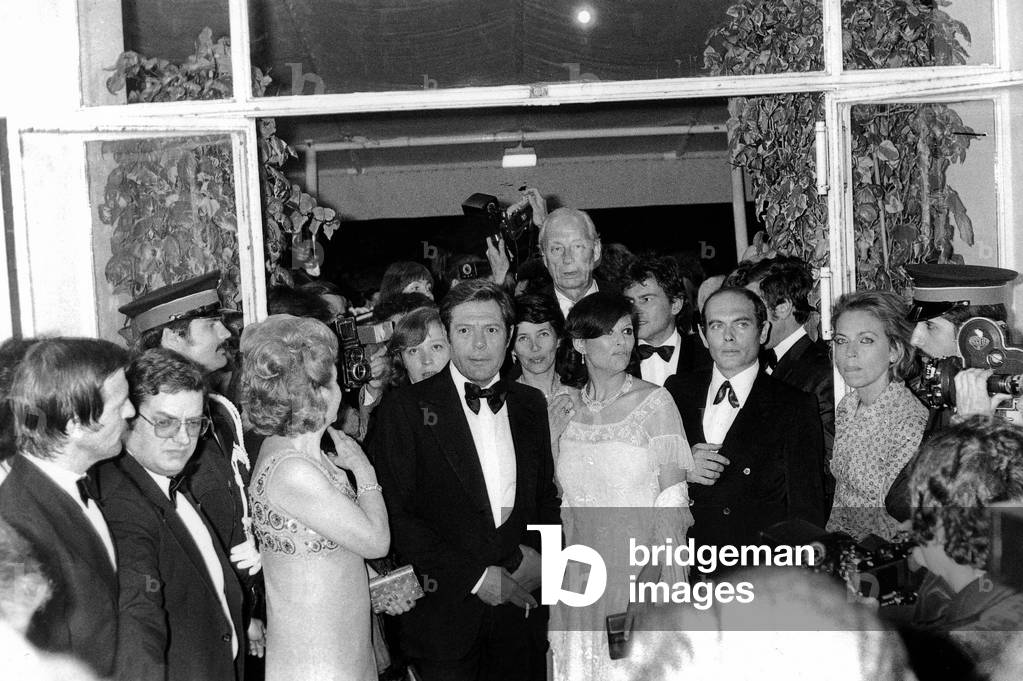 Marcello Mastroianni and Claudia Cardinale at Cannes Film Festival For Film The Innocent The Intruder May 18, 1976 (b/w photo)