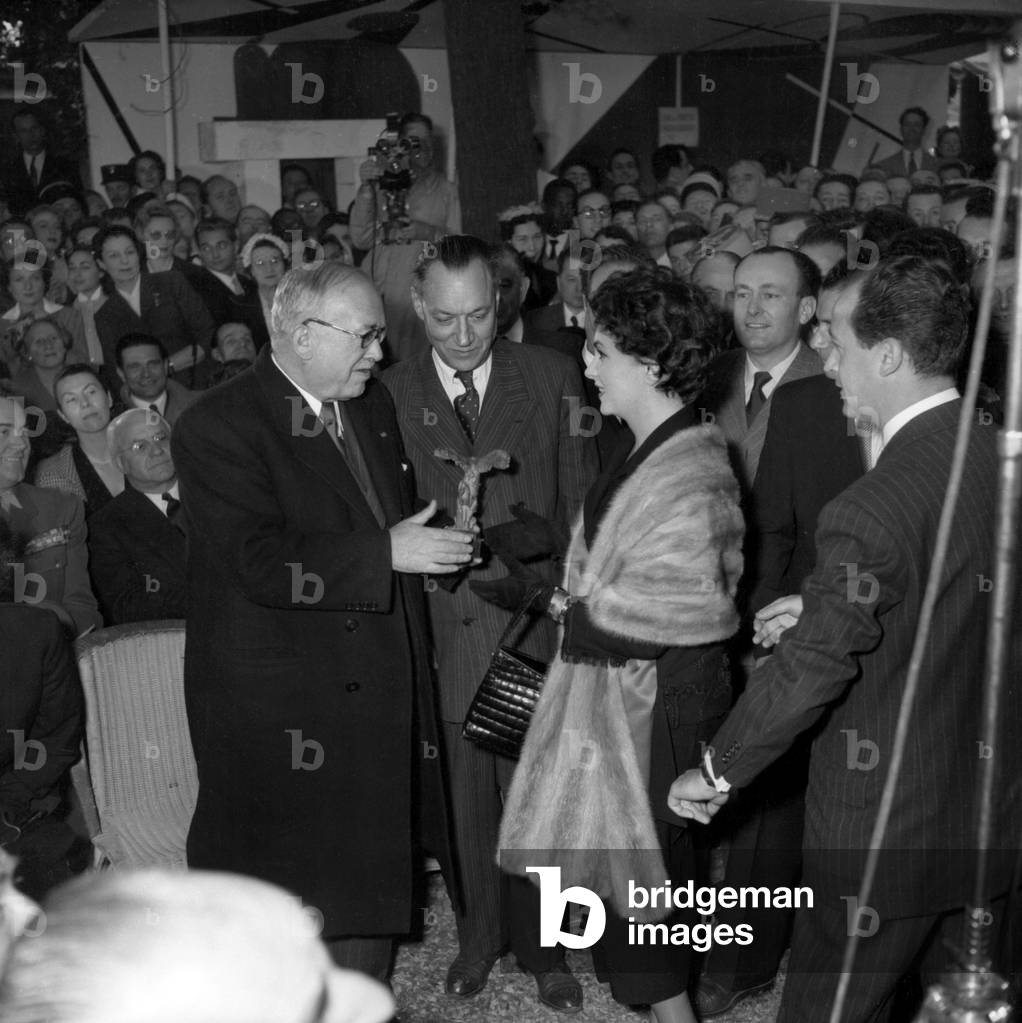 On June 13, 1953, in Paris, French President Vincent Auriol (R) Giving A 