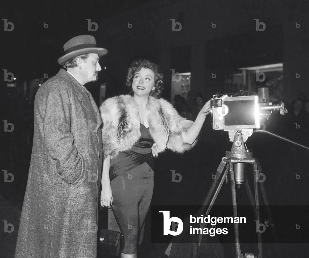 French actors Jean Debucourt and Marthe Mercadier on set of film 