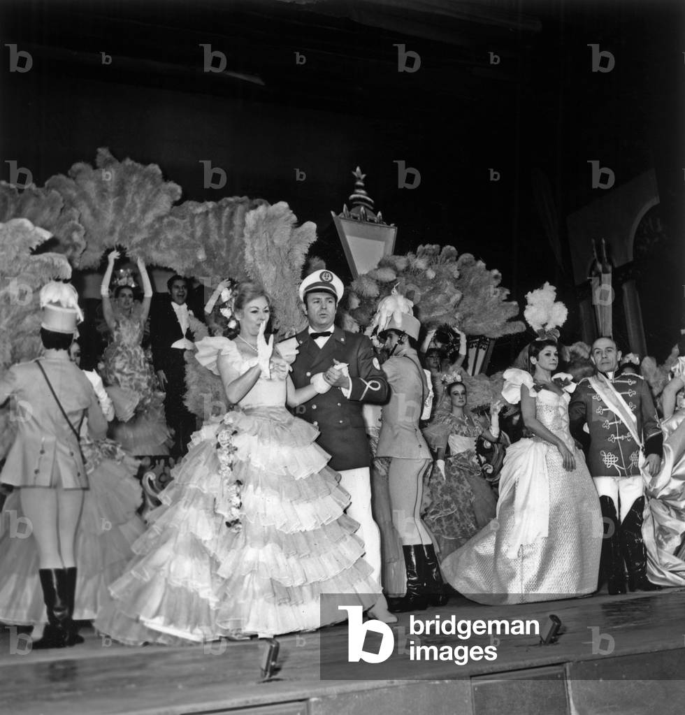Opera Singer Marcel Merkes and Soprano Singer Paulette Merval on Stage in Paris November 1967 (b/w photo)