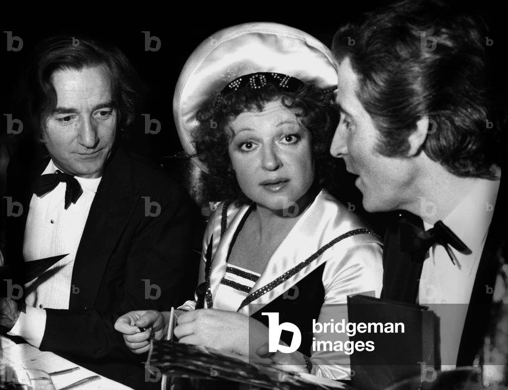 Willy Rizzo, Singer Regine and Jacques Chazot at Premiere of Lido Revue December 15, 1971 (b/w photo)