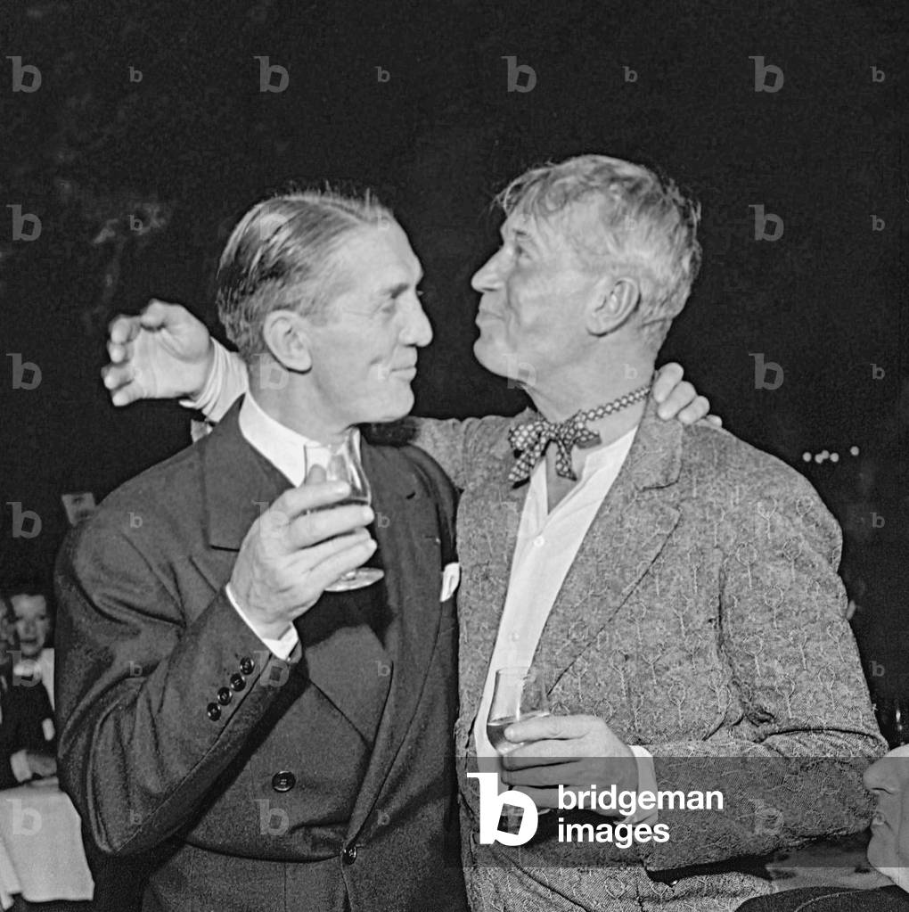 Georges Carpentier and Maurice Chevalier at presentation of film Ma pomme