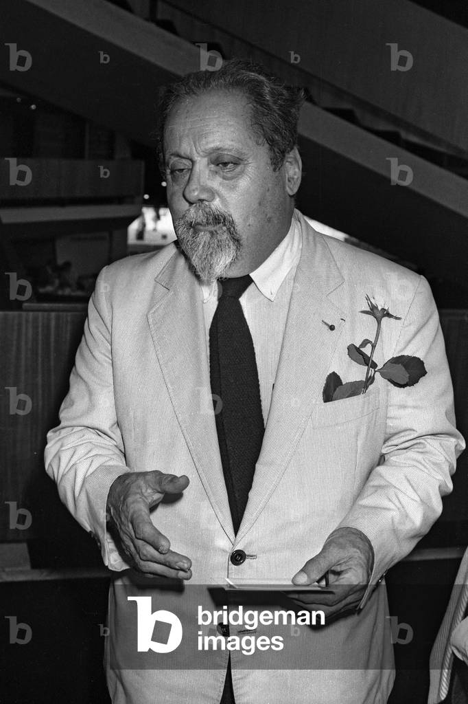 Opening of the session of the European Parliament in Strasbourg, France, July 25, 1984 : Alain Bombard (b/w photo)