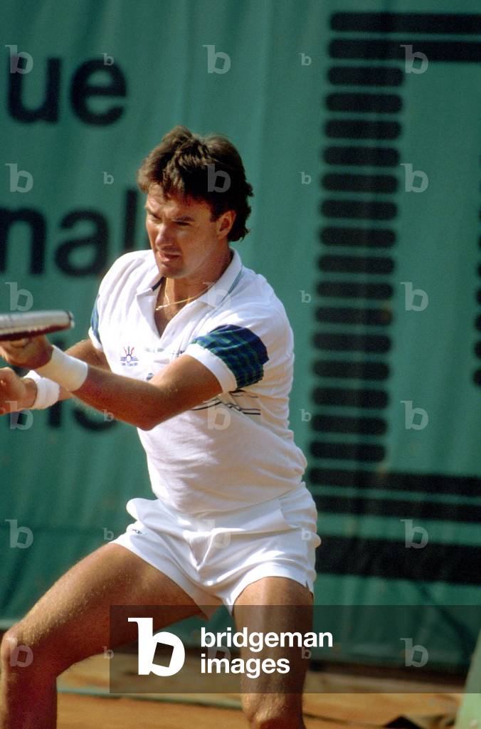 American Tennisman Jimmy Connors during Match at Roland Garros Tennis Tournament 1991 (photo)