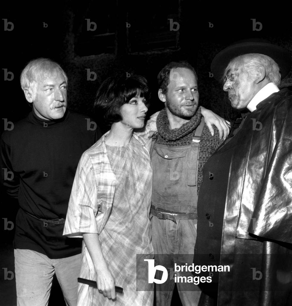 Jean Marc Bory With Georges Wilson Judith Magre and Jean Martinelli during A Rehearsal on April 13, 1966 (b/w photo)