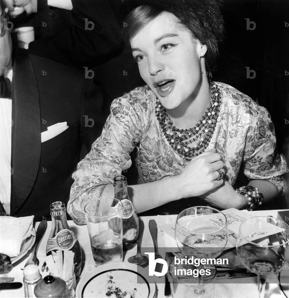 Romy Schneider Attending Premiere of New Revue at The Lido December 07, 1961 (b/w photo)