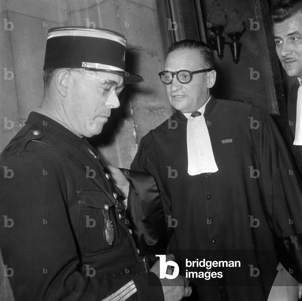 Trial of Georges Rapin (Murderer of Muguette Thirel Aka Dominique Or Domino) in Paris on March 30, 1960 : his Lawyer Rene Floriot (b/w photo)