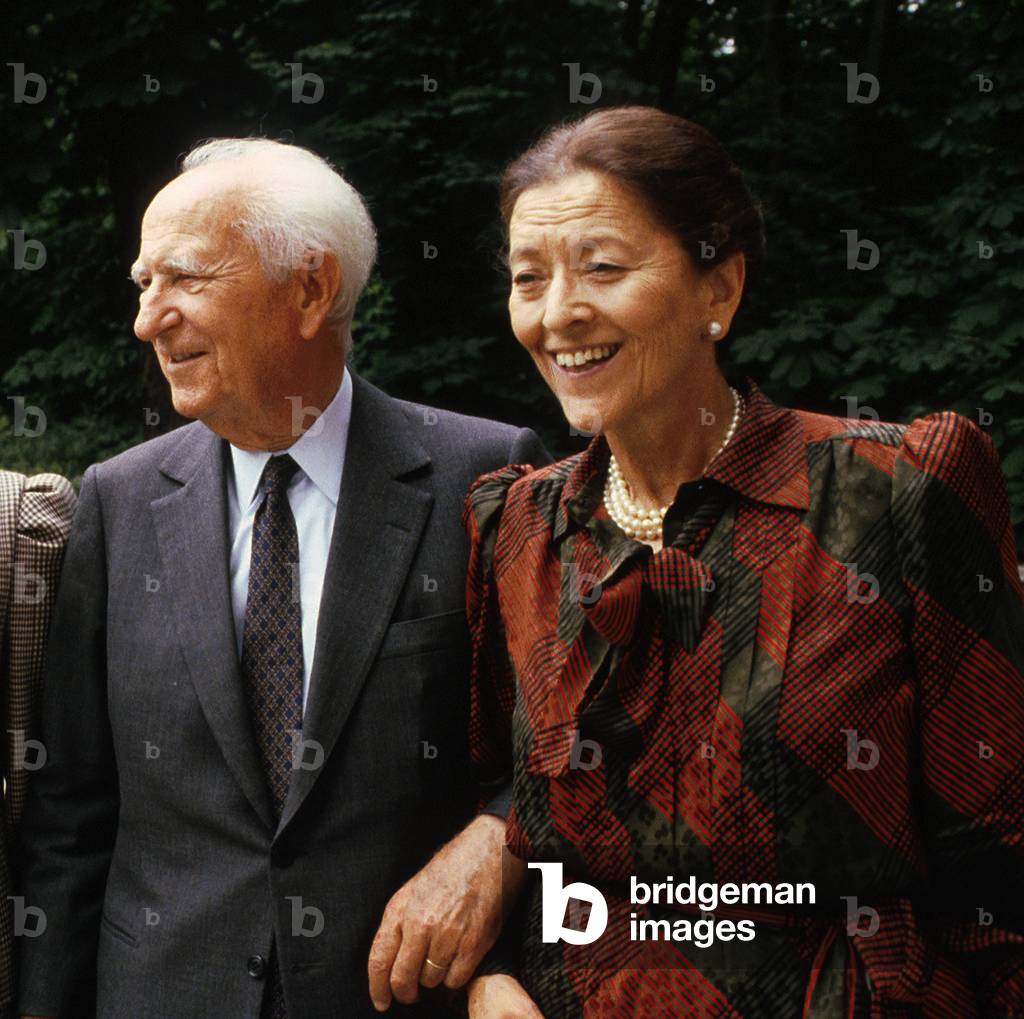 Gaston Deferre, Marseille Mayor (France), and Edmonde Charles Roux, French Journalist and Writer, on July 4, 1985 (photo)