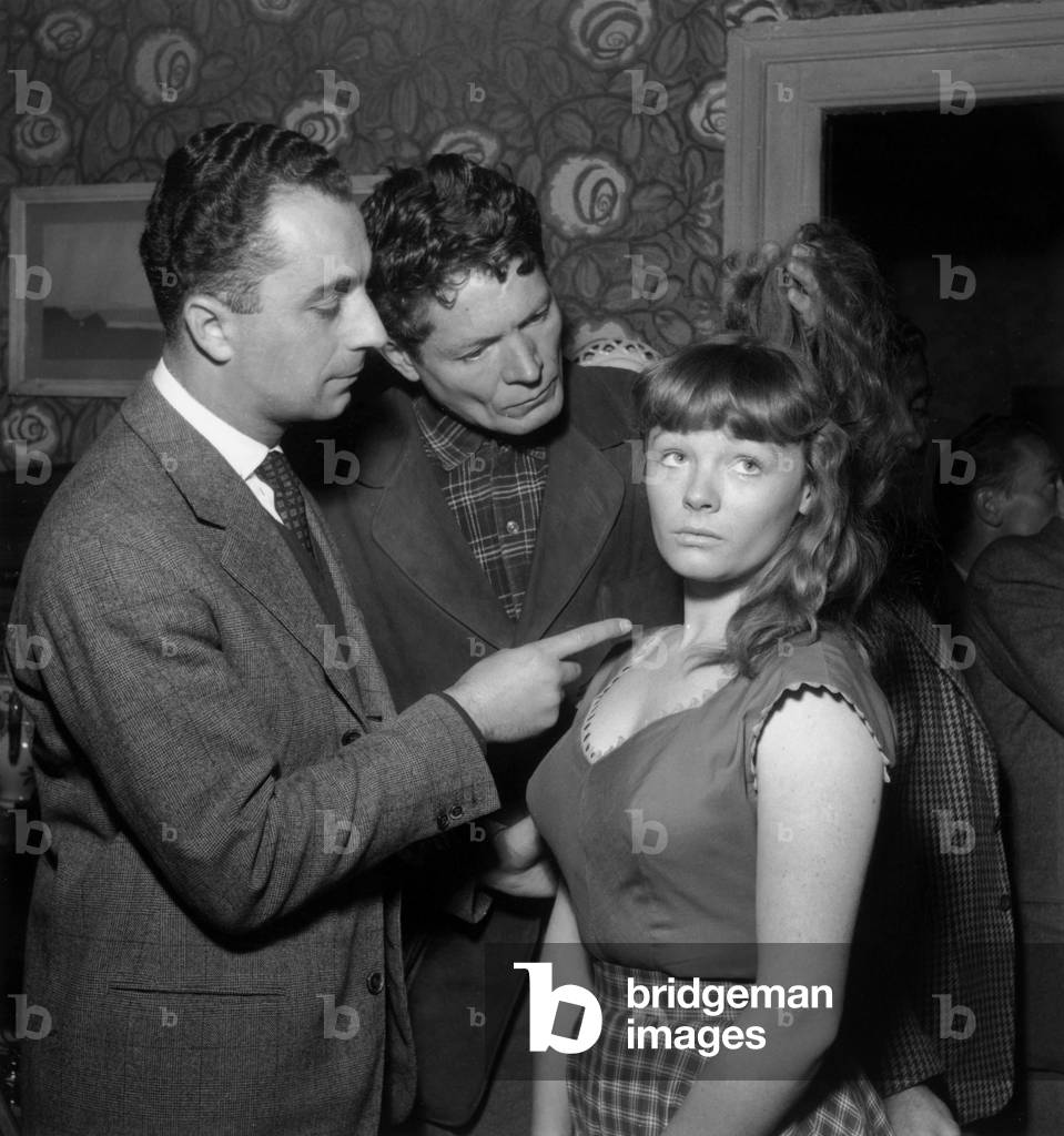 Michelangelo Antonioni and Alain Cuny with Etchika Choureau, September 9, 1952 (b/w photo)