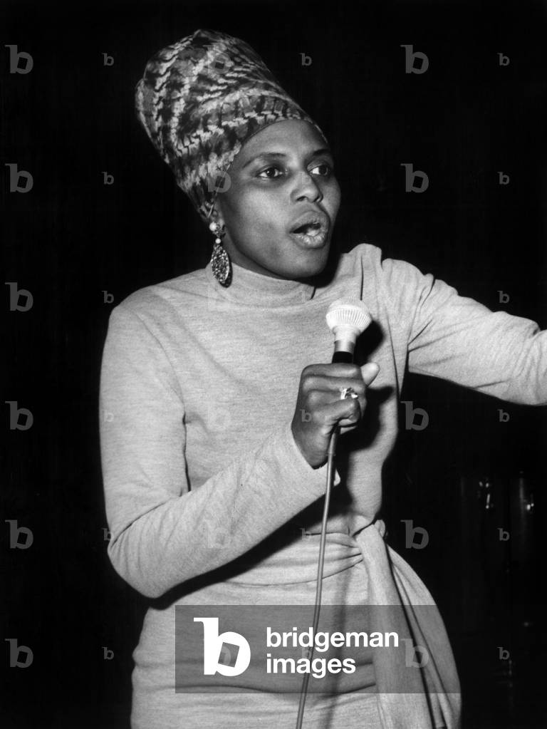South African Singer Miriam Makeba during Rehearsal of her Concert at The Olympia in Paris on March 19, 1969 (b/w photo)