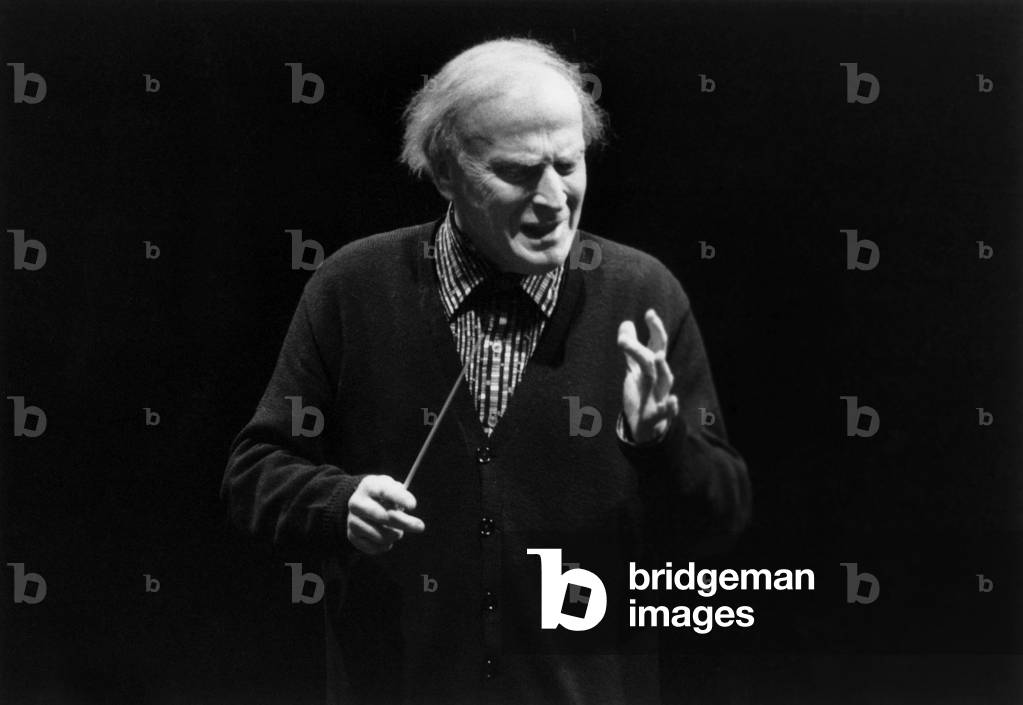 Yehudi Menuhin (1916-1999) American Violinist and Symphony Conductor of Russian Origins during Rehearsals in Paris on January 24, 1980 (b/w photo)