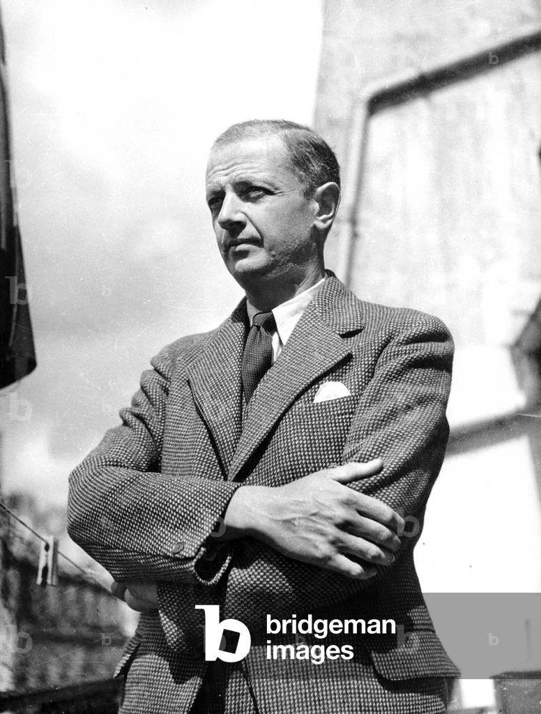 Christian Pineau, French Minister of Supplies, here at The Time of Provisional Governments in France in 1945 (b/w photo)