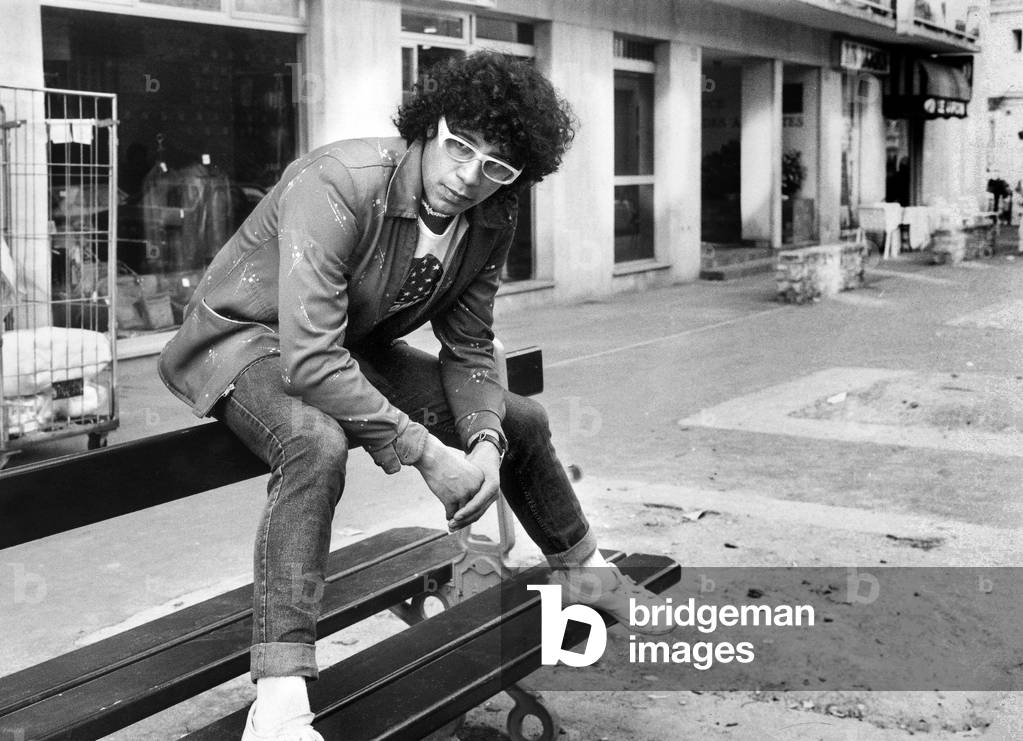 French Singer Laurent Voulzy during TV Programme 1983 (b/w photo)