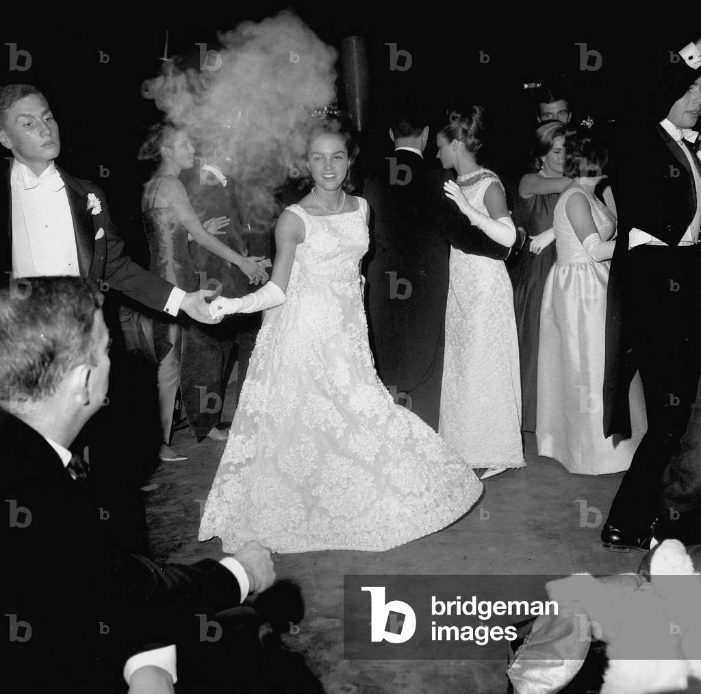 Ball of The Debutantes in Chaillot Palace in Paris on October 7, 1964 (b/w photo)