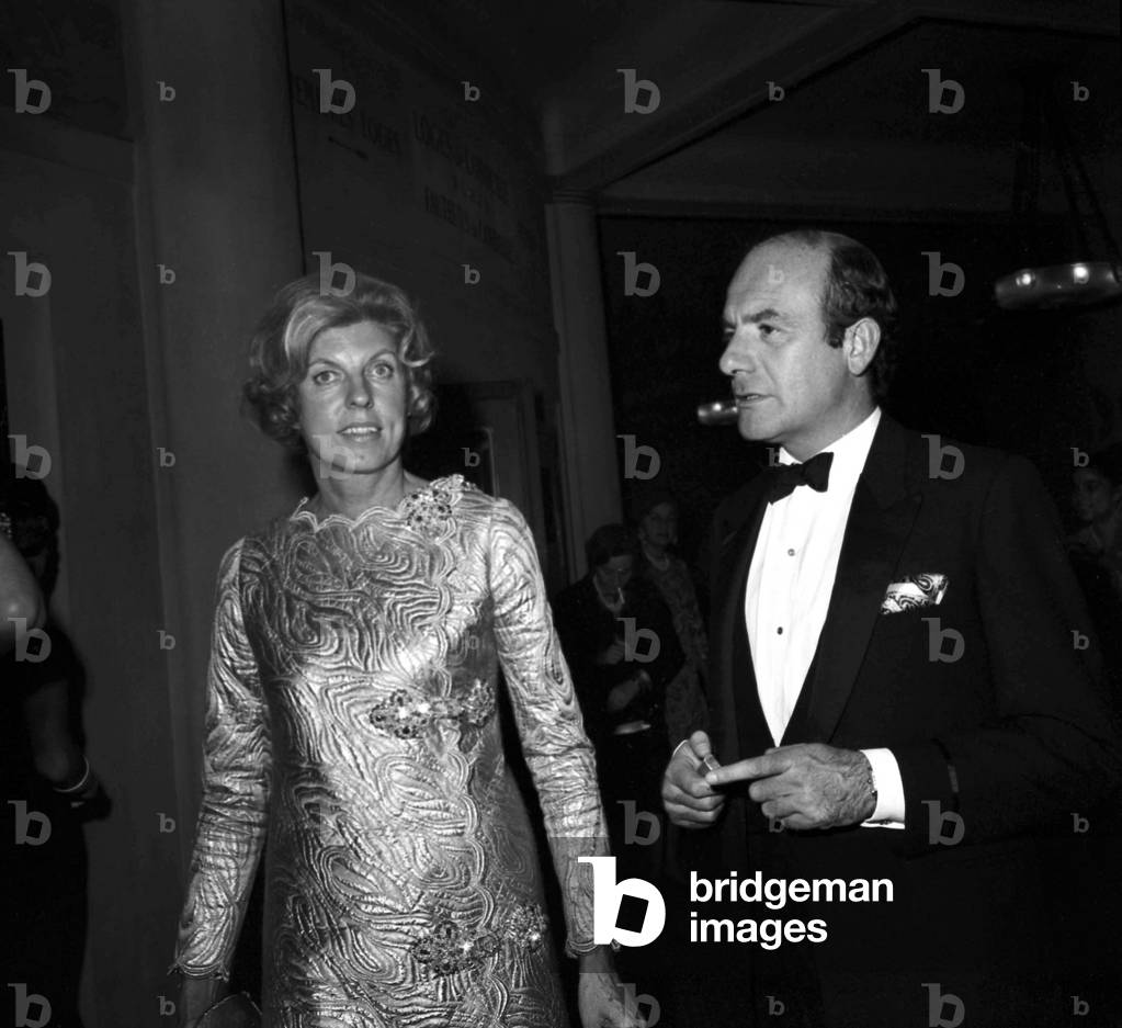At The Premiere Du Festival International De Danse De Paris Mrs. Claude Pompidou And Michel Guy At The Theatre Des Champs Elysees November 3, 1967 Neg: C73619 (b/w photo)