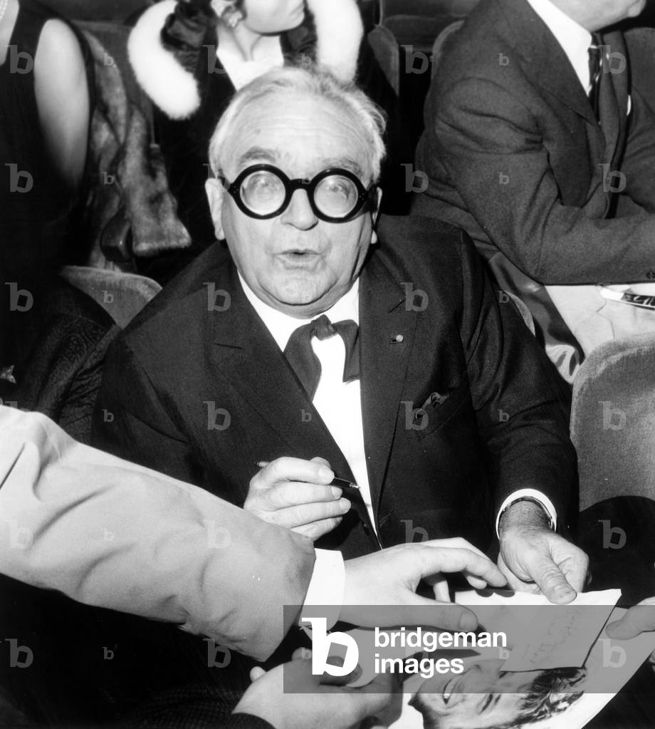 Marcel Achard Signing Autographs during Johnnyhallyday Concert at Olympia April 26, 1965 (b/w photo)