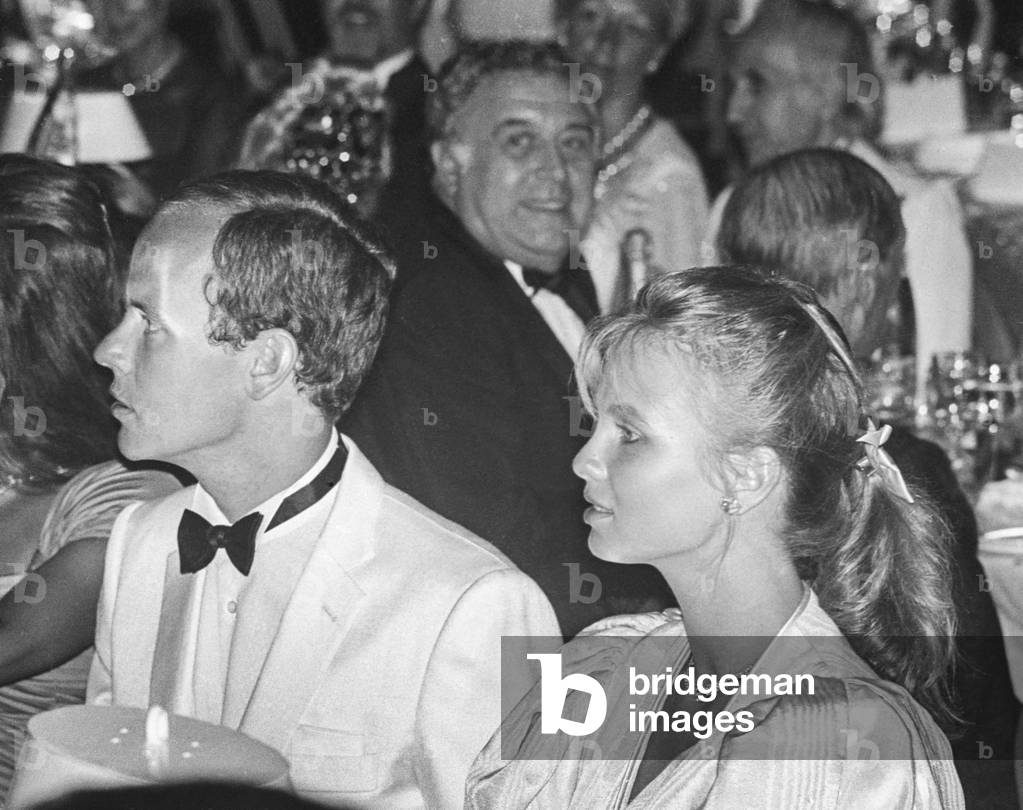 Prince Albert of Monaco (future Albert II) at the gala of the Red Cross at Monte Carlo Sporting Club, August 13, 1985 (b/w photo)